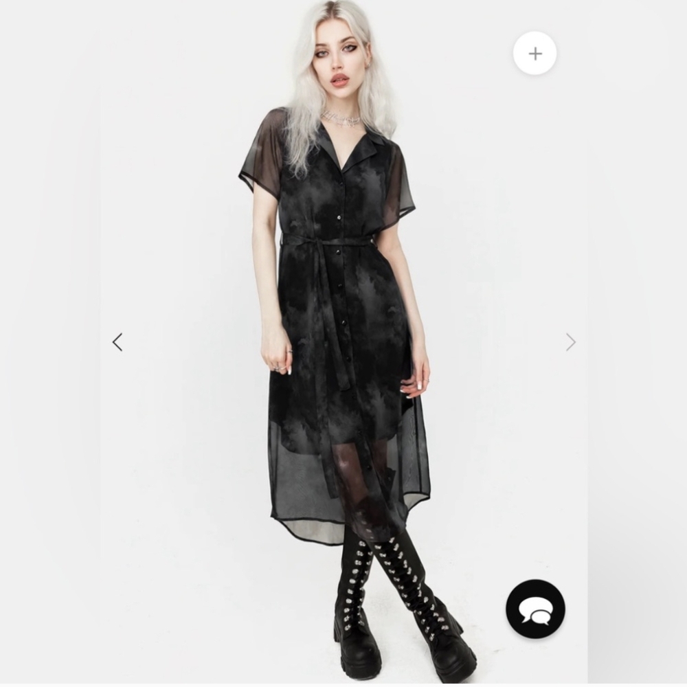 Disturbia Tempest Midi Tie Waist Shirt Dress